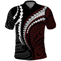 Polynesian Oxblood Line Art Tribal Tattoo Polo Shirt