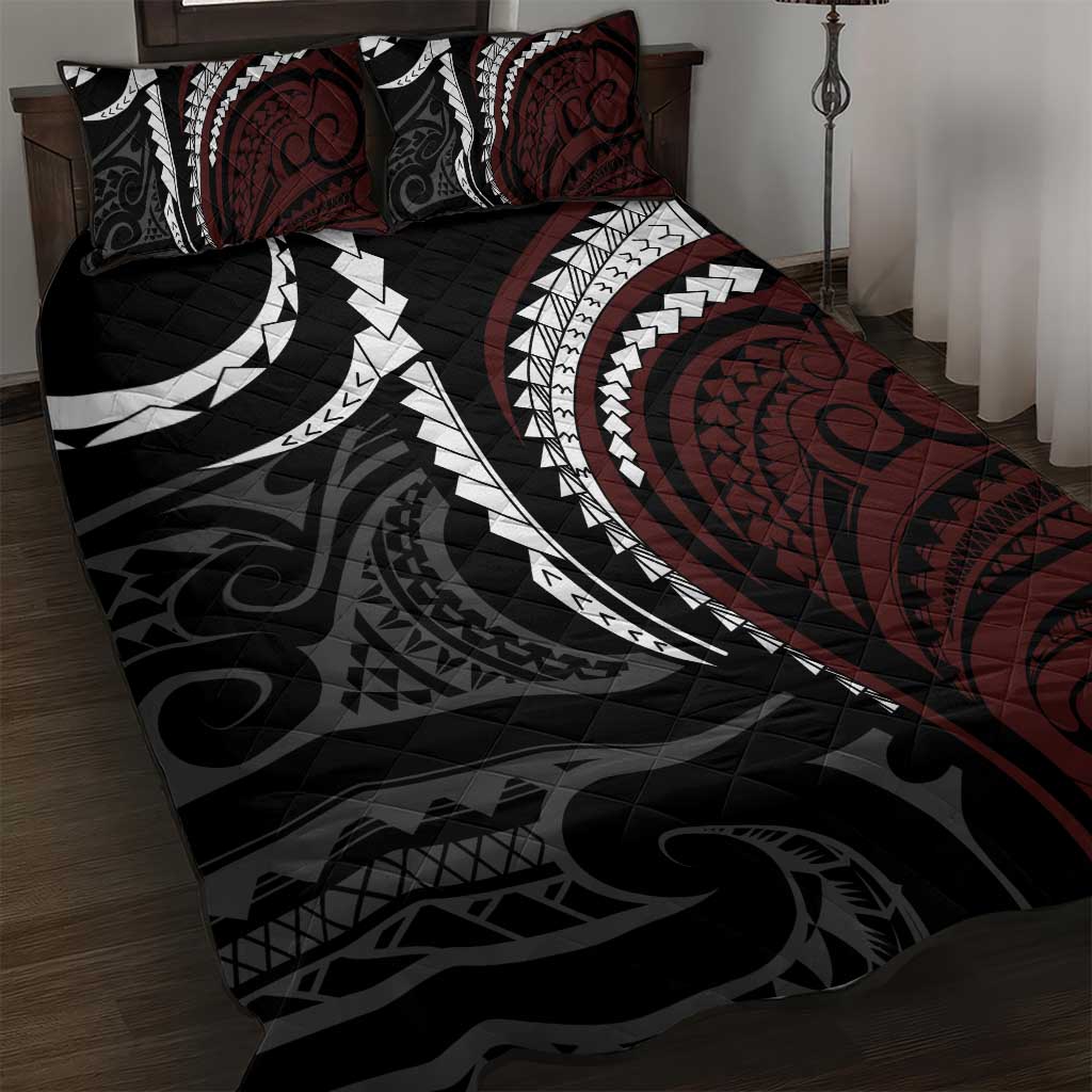 Polynesian Oxblood Line Art Tribal Tattoo Quilt Bed Set LT9 Beige - Polynesian Pride