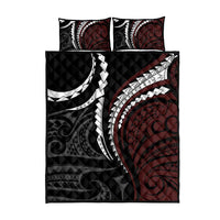 Polynesian Oxblood Line Art Tribal Tattoo Quilt Bed Set