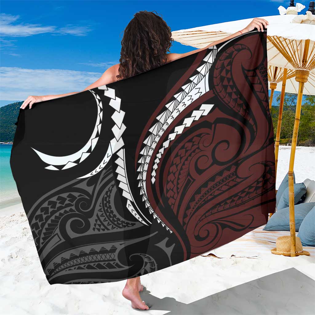 Polynesian Oxblood Line Art Tribal Tattoo Sarong LT9 One Size 44 x 66 inches Beige - Polynesian Pride