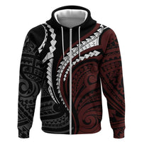 Polynesian Oxblood Line Art Tribal Tattoo Zip Hoodie LT9 Zip Hoodie Beige - Polynesian Pride