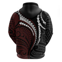 Polynesian Oxblood Line Art Tribal Tattoo Zip Hoodie LT9 - Polynesian Pride