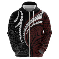 Polynesian Oxblood Line Art Tribal Tattoo Zip Hoodie LT9 - Polynesian Pride