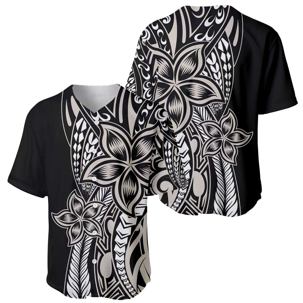 Polynesian Plumeria Floral Tattoo Pattern Baseball Jersey Beige Style LT9 - Polynesian Pride