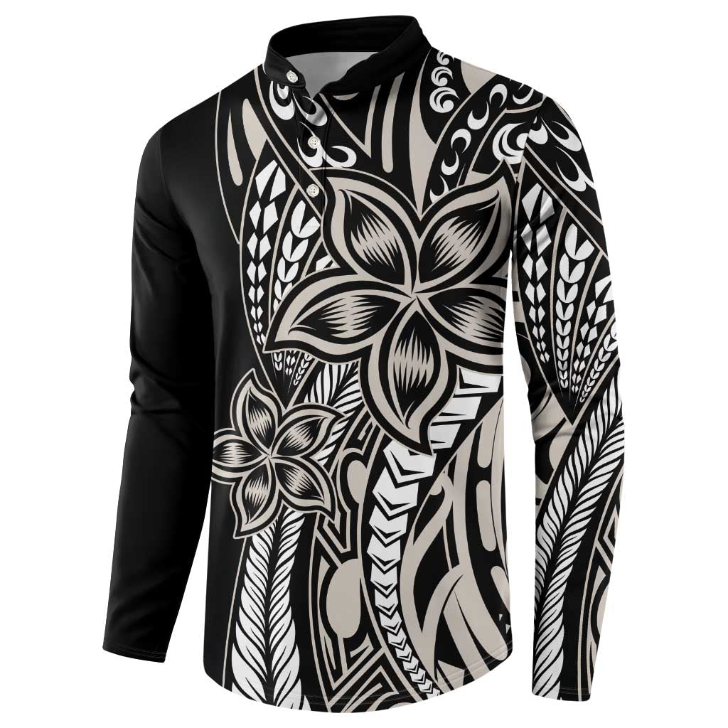 Polynesian Plumeria Floral Tattoo Pattern Button Sweatshirt Beige Style LT9 - Polynesian Pride