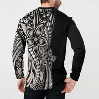 Polynesian Plumeria Floral Tattoo Pattern Button Sweatshirt Beige Style LT9 - Polynesian Pride