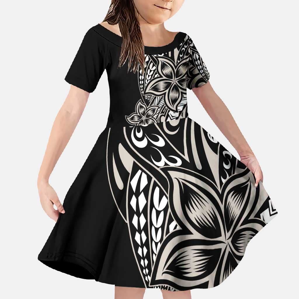 Polynesian Plumeria Floral Tattoo Pattern Family Matching Mermaid Dress and Hawaiian Shirt Beige Style