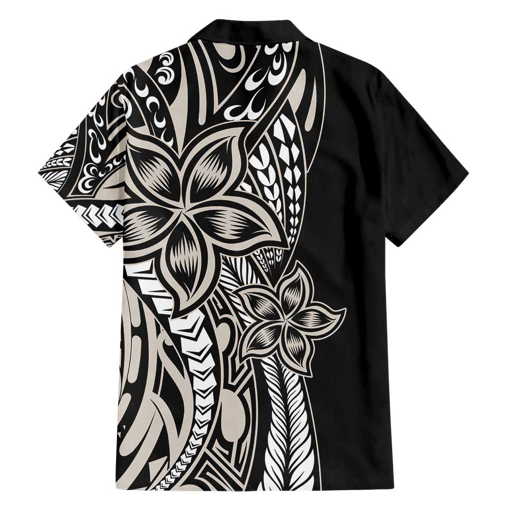 Polynesian Plumeria Floral Tattoo Pattern Family Matching Short Sleeve Bodycon Dress and Hawaiian Shirt Beige Style LT9 - Polynesian Pride