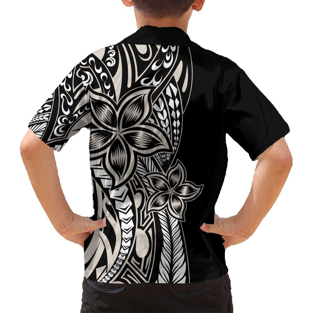 Polynesian Plumeria Floral Tattoo Pattern Family Matching Tank Maxi Dress and Hawaiian Shirt Beige Style