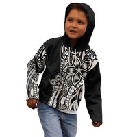 Polynesian Plumeria Floral Tattoo Pattern Kid Hoodie Beige Style