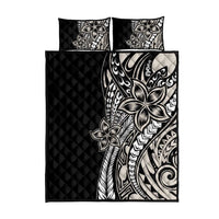 Polynesian Plumeria Floral Tattoo Pattern Quilt Bed Set Beige Style