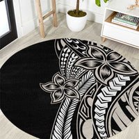 Polynesian Plumeria Floral Tattoo Pattern Round Carpet Beige Style LT9 Beige - Polynesian Pride