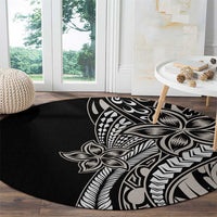 Polynesian Plumeria Floral Tattoo Pattern Round Carpet Beige Style LT9 - Polynesian Pride
