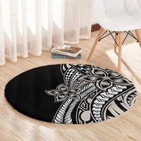 Polynesian Plumeria Floral Tattoo Pattern Round Carpet Beige Style LT9 - Polynesian Pride