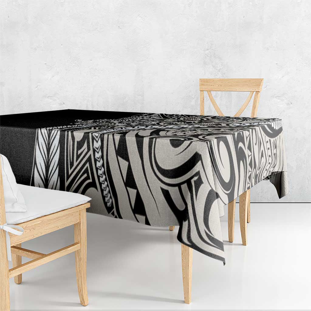 Polynesian Plumeria Floral Tattoo Pattern Tablecloth Beige Style