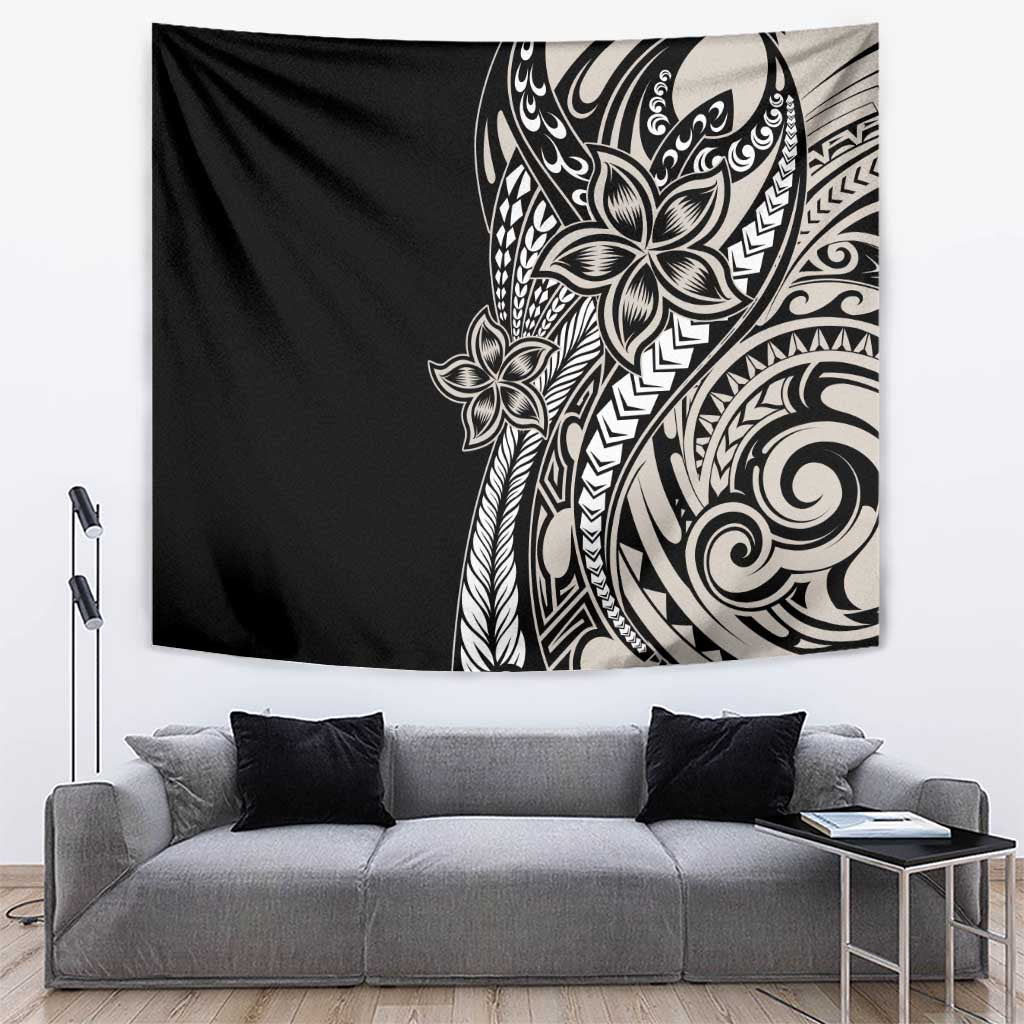 Polynesian Plumeria Floral Tattoo Pattern Tapestry Beige Style LT9 Beige - Polynesian Pride