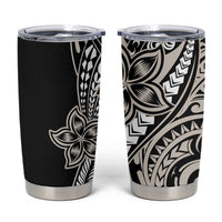 Polynesian Plumeria Floral Tattoo Pattern Tumbler Cup Beige Style