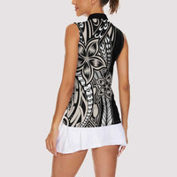 Polynesian Plumeria Floral Tattoo Pattern Women Sleeveless Polo Shirt Beige Style LT9 - Polynesian Pride