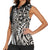 Polynesian Plumeria Floral Tattoo Pattern Women Sleeveless Polo Shirt Beige Style