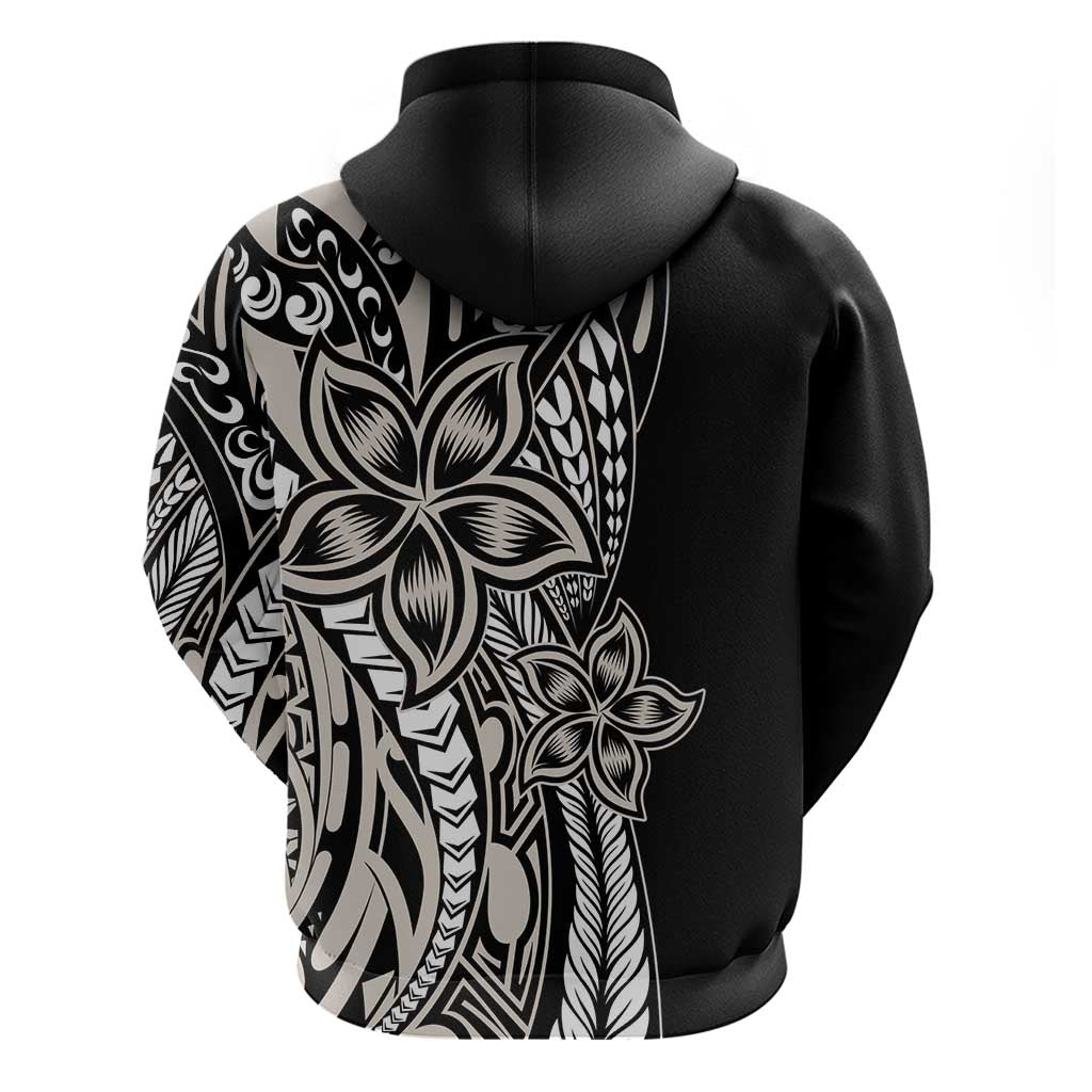 Polynesian Plumeria Floral Tattoo Pattern Zip Hoodie Beige Style LT9 - Polynesian Pride