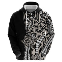Polynesian Plumeria Floral Tattoo Pattern Zip Hoodie Beige Style LT9 - Polynesian Pride