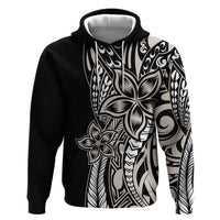 Polynesian Plumeria Floral Tattoo Pattern Zip Hoodie Beige Style LT9 Pullover Hoodie Beige - Polynesian Pride