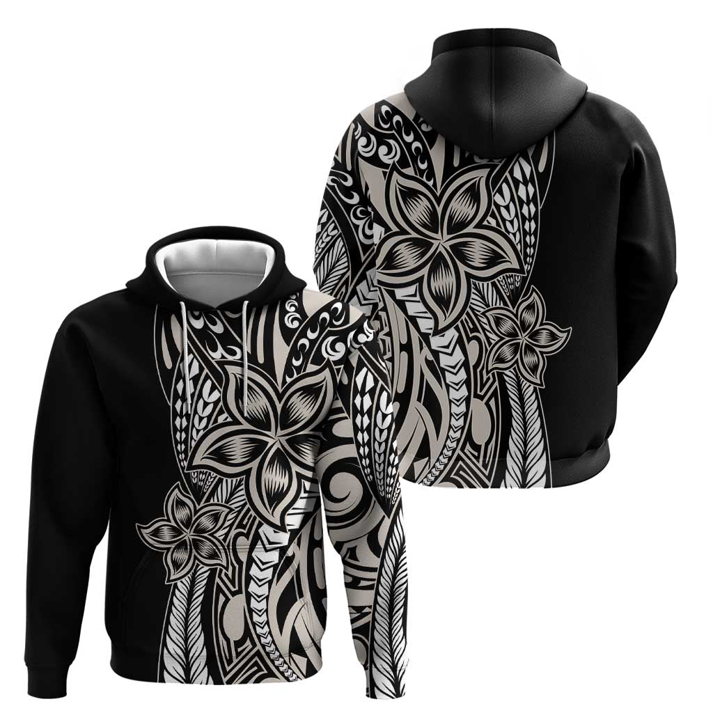 Polynesian Plumeria Floral Tattoo Pattern Zip Hoodie Beige Style LT9 - Polynesian Pride