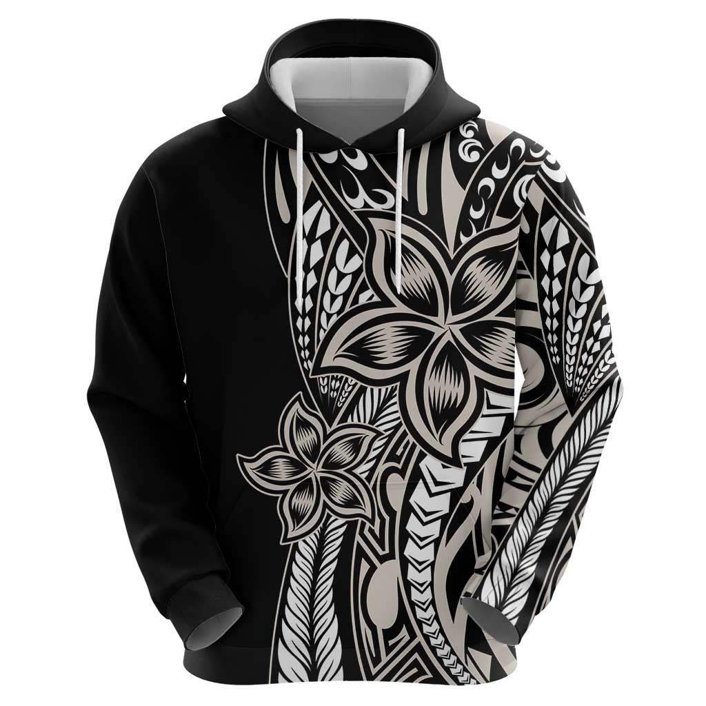 Polynesian Plumeria Floral Tattoo Pattern Zip Hoodie Beige Style LT9 - Polynesian Pride