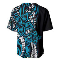 Polynesian Plumeria Floral Tattoo Pattern Baseball Jersey Blue Style LT9 - Polynesian Pride