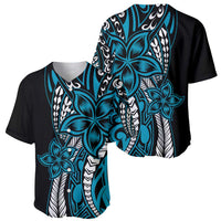 Polynesian Plumeria Floral Tattoo Pattern Baseball Jersey Blue Style LT9 - Polynesian Pride