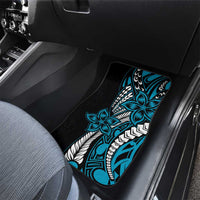 Polynesian Plumeria Floral Tattoo Pattern Car Mats Blue Style