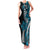 Polynesian Plumeria Floral Tattoo Pattern Family Matching Tank Maxi Dress and Hawaiian Shirt Bllue Style