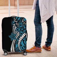 Polynesian Plumeria Floral Tattoo Pattern Luggage Cover Blue Style LT9 Blue - Polynesian Pride