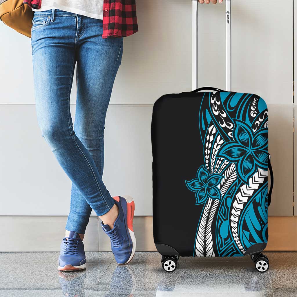 Polynesian Plumeria Floral Tattoo Pattern Luggage Cover Blue Style LT9 - Polynesian Pride