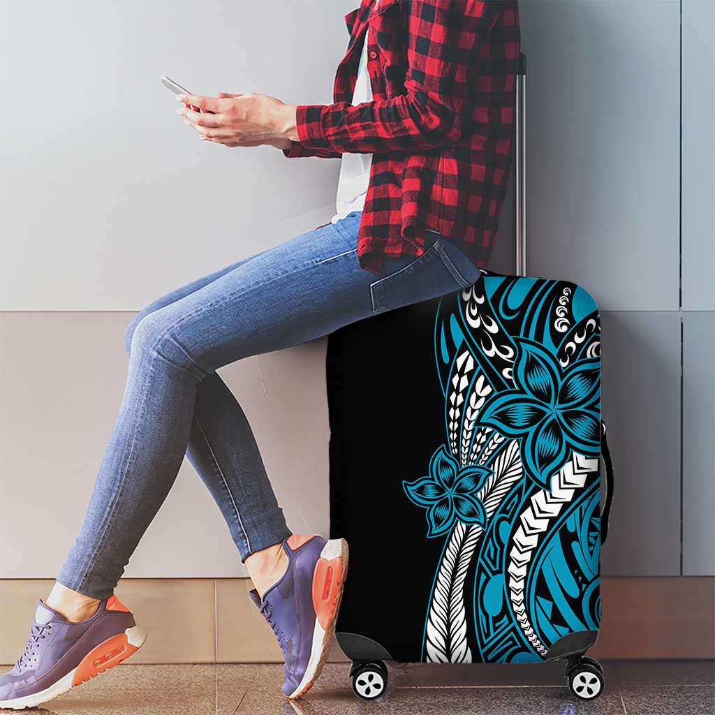 Polynesian Plumeria Floral Tattoo Pattern Luggage Cover Blue Style LT9 - Polynesian Pride