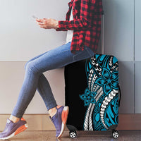 Polynesian Plumeria Floral Tattoo Pattern Luggage Cover Blue Style LT9 - Polynesian Pride