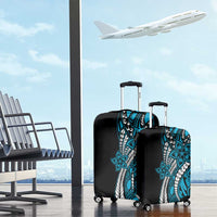 Polynesian Plumeria Floral Tattoo Pattern Luggage Cover Blue Style LT9 - Polynesian Pride