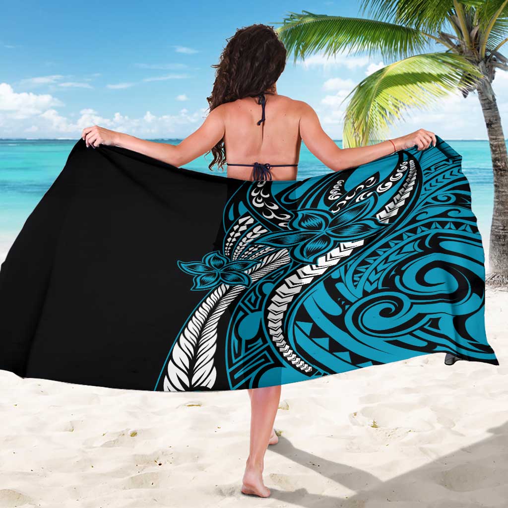Polynesian Plumeria Floral Tattoo Pattern Sarong Blue Style