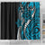 Polynesian Plumeria Floral Tattoo Pattern Shower Curtain Blue Style