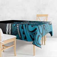 Polynesian Plumeria Floral Tattoo Pattern Tablecloth Blue Style