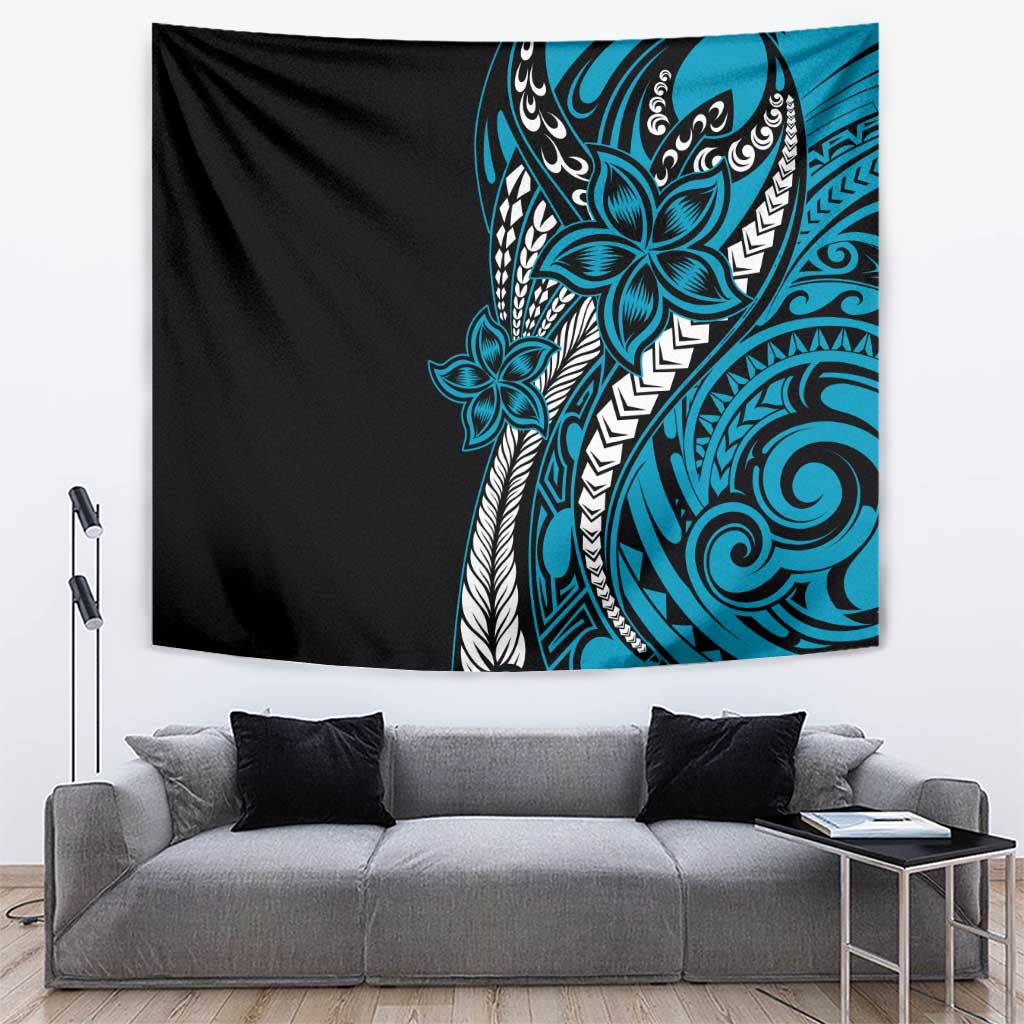 Polynesian Plumeria Floral Tattoo Pattern Tapestry Blue Style LT9 Blue - Polynesian Pride