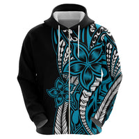 Polynesian Plumeria Floral Tattoo Pattern Zip Hoodie Blue Style LT9 - Polynesian Pride