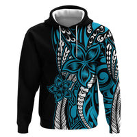Polynesian Plumeria Floral Tattoo Pattern Zip Hoodie Blue Style LT9 Pullover Hoodie Blue - Polynesian Pride