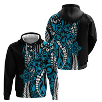 Polynesian Plumeria Floral Tattoo Pattern Zip Hoodie Blue Style LT9 - Polynesian Pride