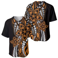 Polynesian Plumeria Floral Tattoo Pattern Baseball Jersey Gold Style LT9 - Polynesian Pride