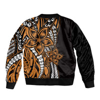 Polynesian Plumeria Floral Tattoo Pattern Bomber Jacket Gold Style