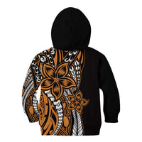 Polynesian Plumeria Floral Tattoo Pattern Kid Hoodie Gold Style