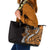 Polynesian Plumeria Floral Tattoo Pattern Leather Tote Bag Gold Style