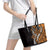 Polynesian Plumeria Floral Tattoo Pattern Leather Tote Bag Gold Style