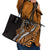 Polynesian Plumeria Floral Tattoo Pattern Leather Tote Bag Gold Style
